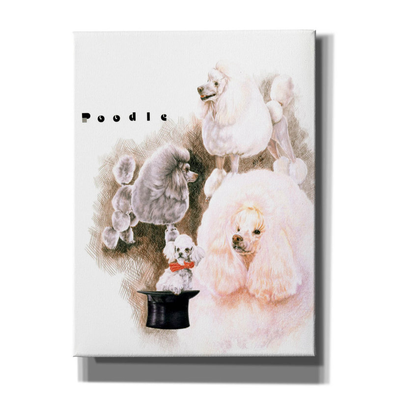 «Poodle 2» par Barbara Keith, art mural sur toile, H 16 po x l 12 po x P 0,75 po