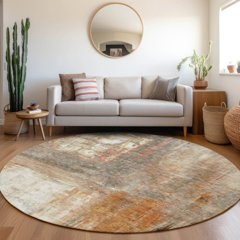 Tapis orange intérieur / extérieur lavable Nocturne , 8 pi x 8 pi