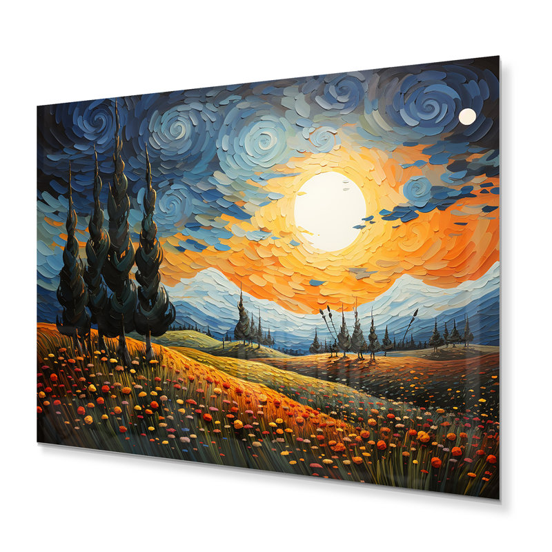 Vangogh le cyprès se balançant - reproduction sur métal, H 16 po x l 32 po