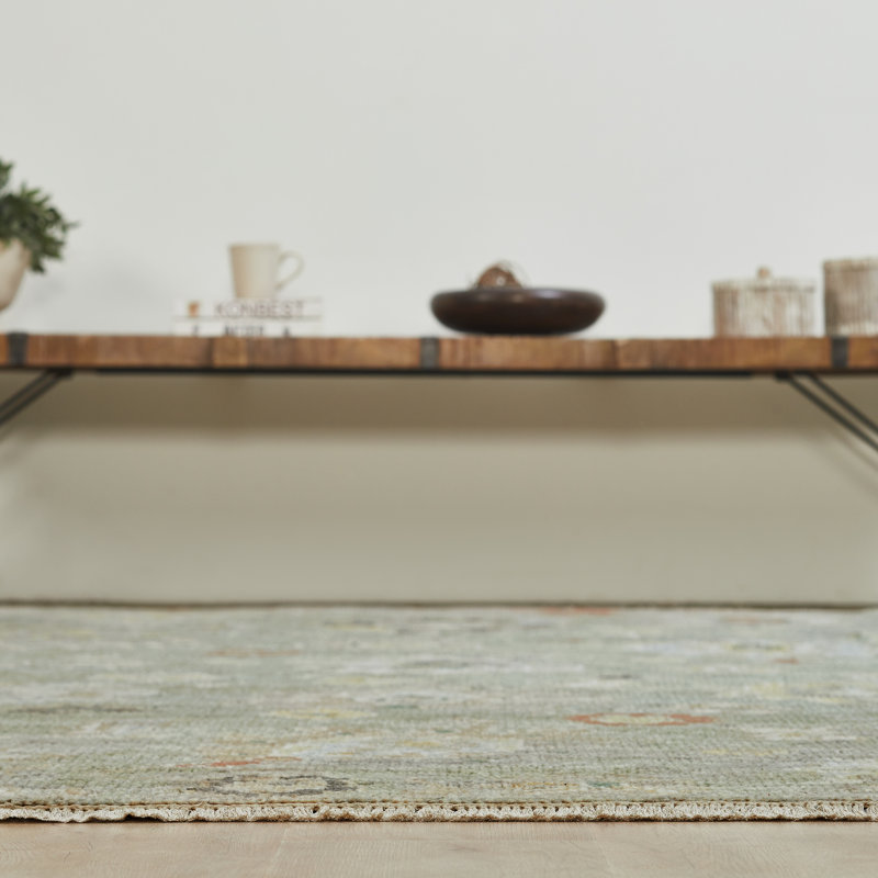 Amaris Sage Whisper Hand-Knotted Wool Area Rug, Rectangle 6' x 9'