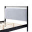 Structure de lit double en bois avec tête de lit moelleuse, cadre gris et noir-1959329047