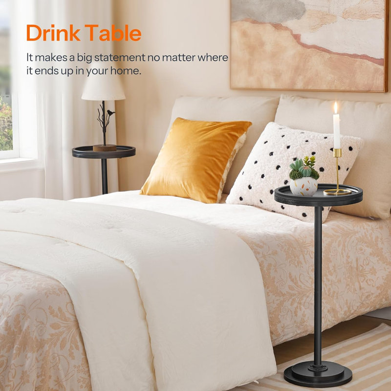 Ensemble de 2 tables d'appoint à piédestal rond pour petits espaces, tables basses rétro pour salon, chambre à coucher et canapé