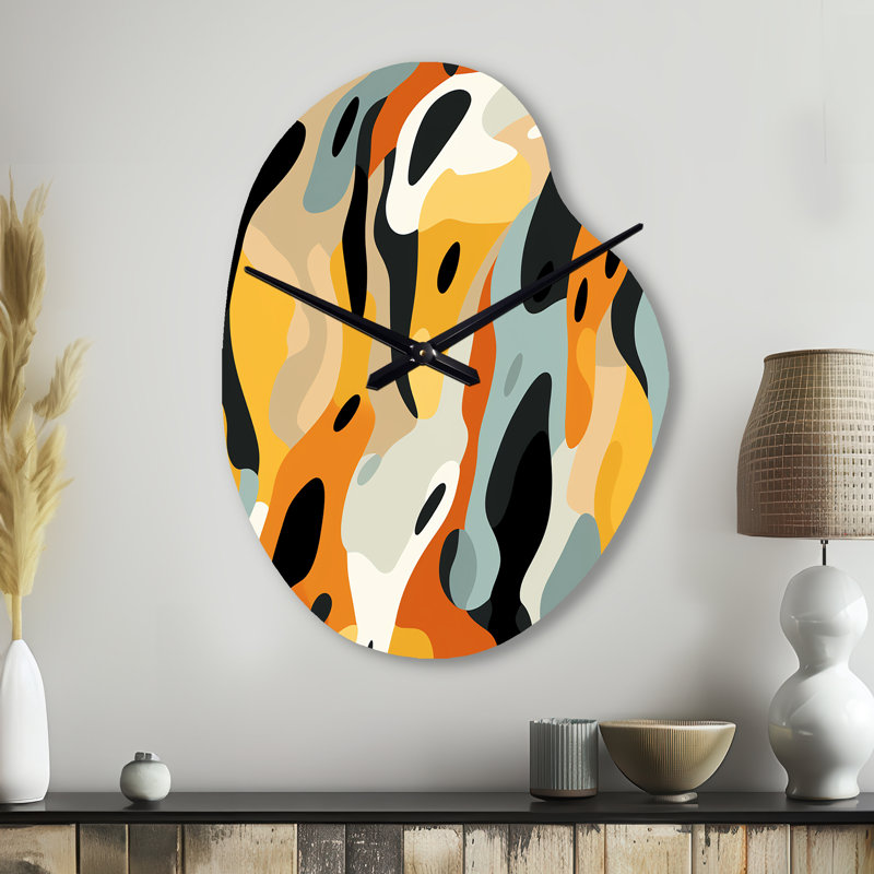 Tribal Camo Fusion - horloge murale asymétrique abstraite, Petit