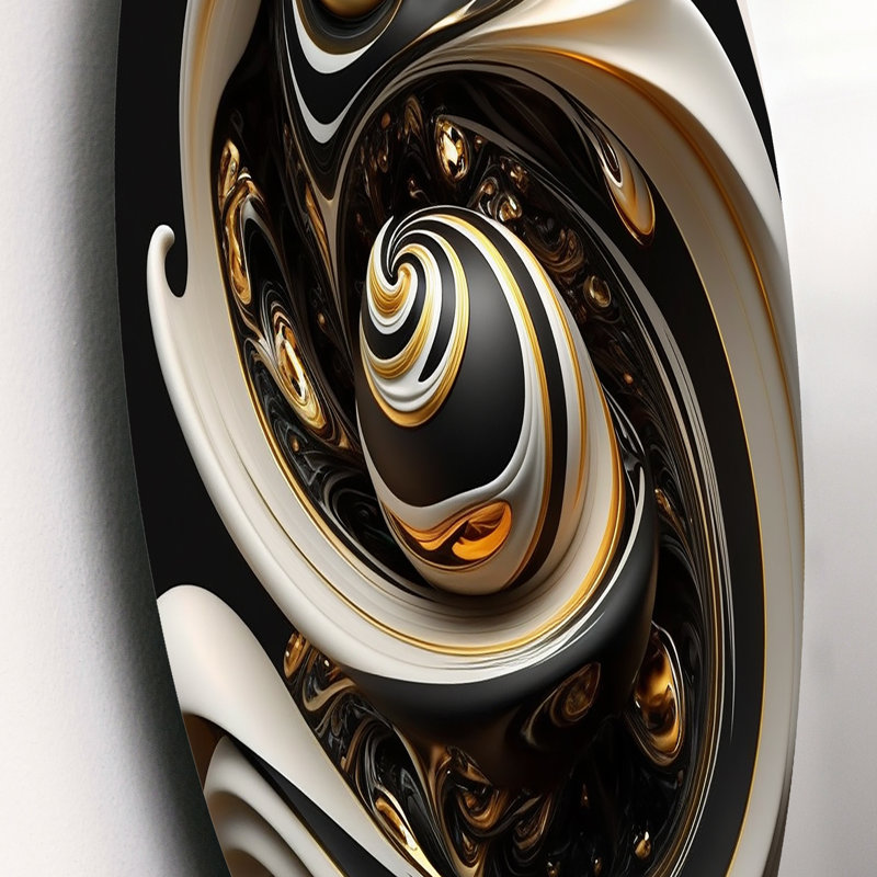 Liquide blanc vitrail V - abstrait spirales abstraites sur métal, L 16 po x H 16 po