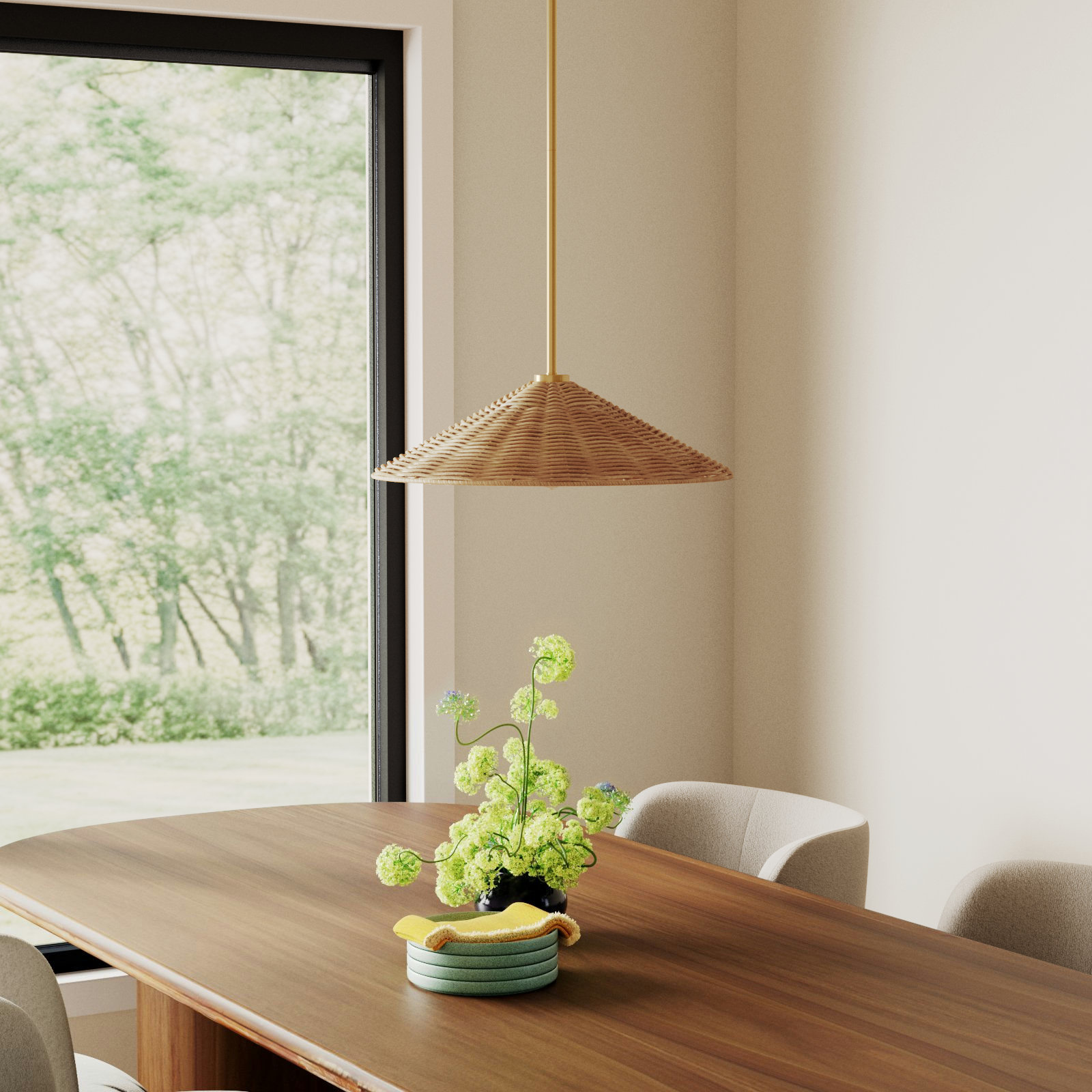 Lilliana 1-Light Dimmable Height Adjustable Pendant, 5" H x 20" W x 20" D, Natural Brass