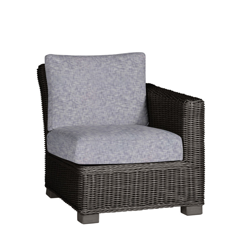 Rustic Patio Lounge Chair with Cushions, Slate Gray, Welt, Indigo Velvet