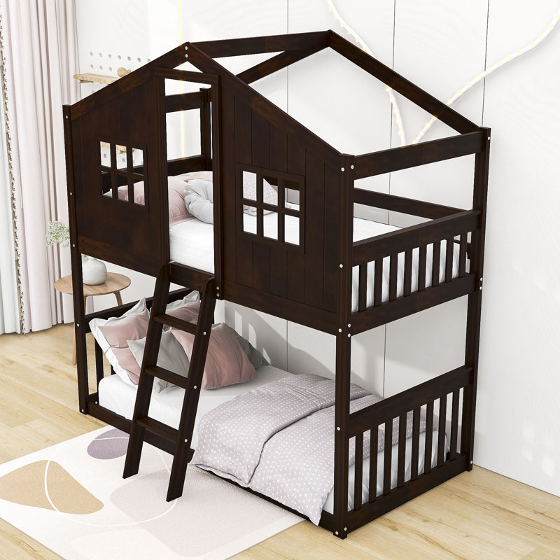 Ronquillo Kids Twin Over Twin Bunk Bed, Espresso