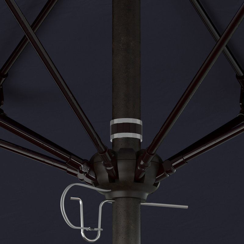 Parasol de marché commercial en aluminium Geil, Toile bleu marine Sunbrella®, Bronze