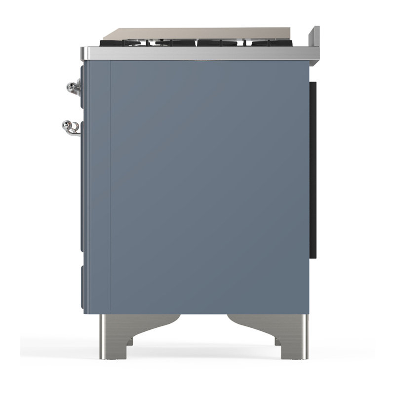 Majestic III Series 60 Inch Dual Fuel Range with 7 Sealed Burners, Griddle, in Blue Grey (Liquid Propane, Burnished Trim)