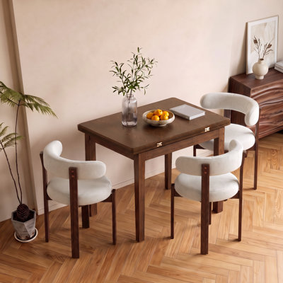 5-Piece 51.18” Rectangular Folding Dining Set with Upholstered Chairs