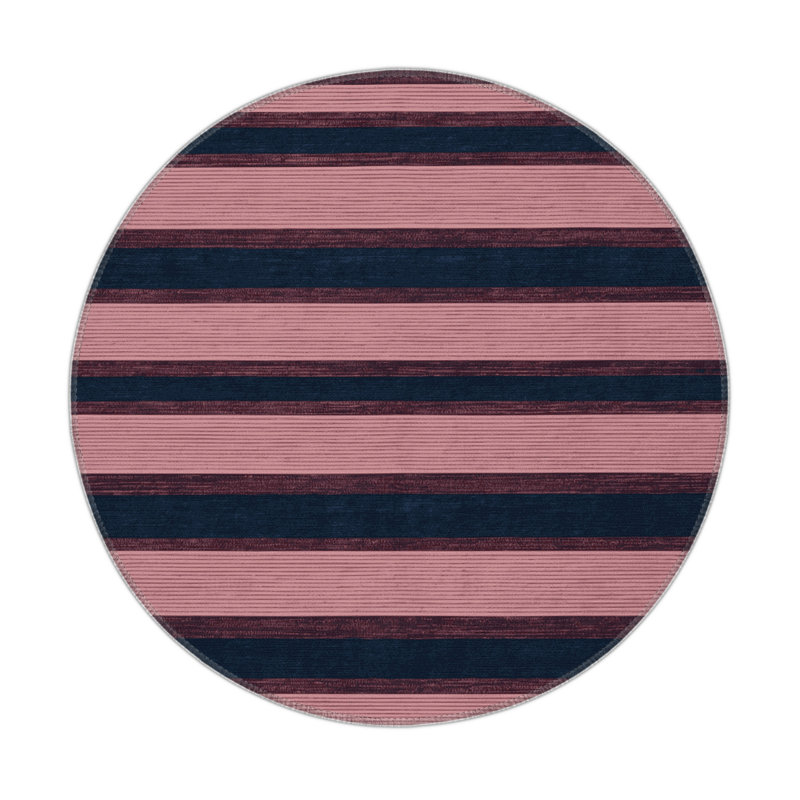 HorizontalStripes Pink Indoor and Outdoor Area Rug, Rectangle 3' x 5'