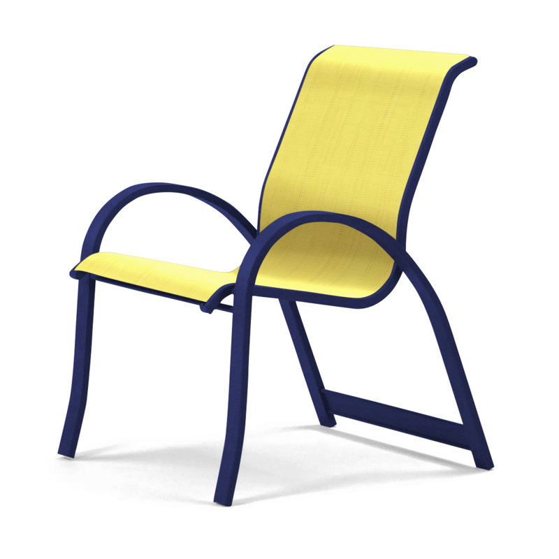Aruba Stacking Patio Dining Armchair, Yellow, Black