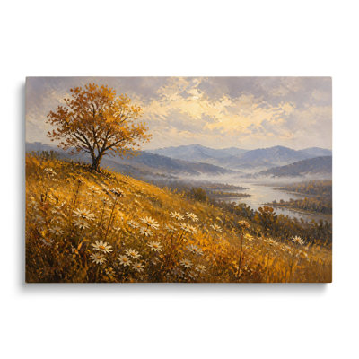 Toile multicolore d'automne, paysage de prairie, peinture d'art mural pour salon, salle à manger et chambre à coucher