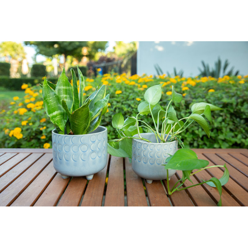 Escarlett Handmade Ceramic Pot Planter, Glass Blue
