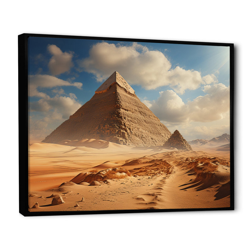 Pyramid Ethereal Sands - Égypte, impressions sur toile, Cadre flottant noir, H 16 po x l 32 po x P 1 po