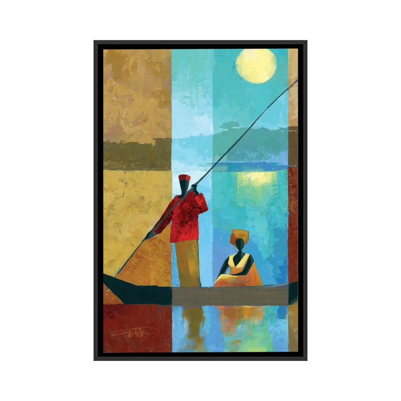 «On the River II», impression sur toile, H 26 po x l 18 po x P 1,5 po, Toile avec cadre noir, Pas de tapis