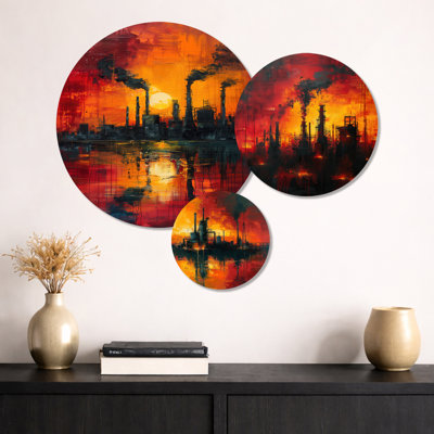 Art industriel mural rouge, Usine industrielle rouge