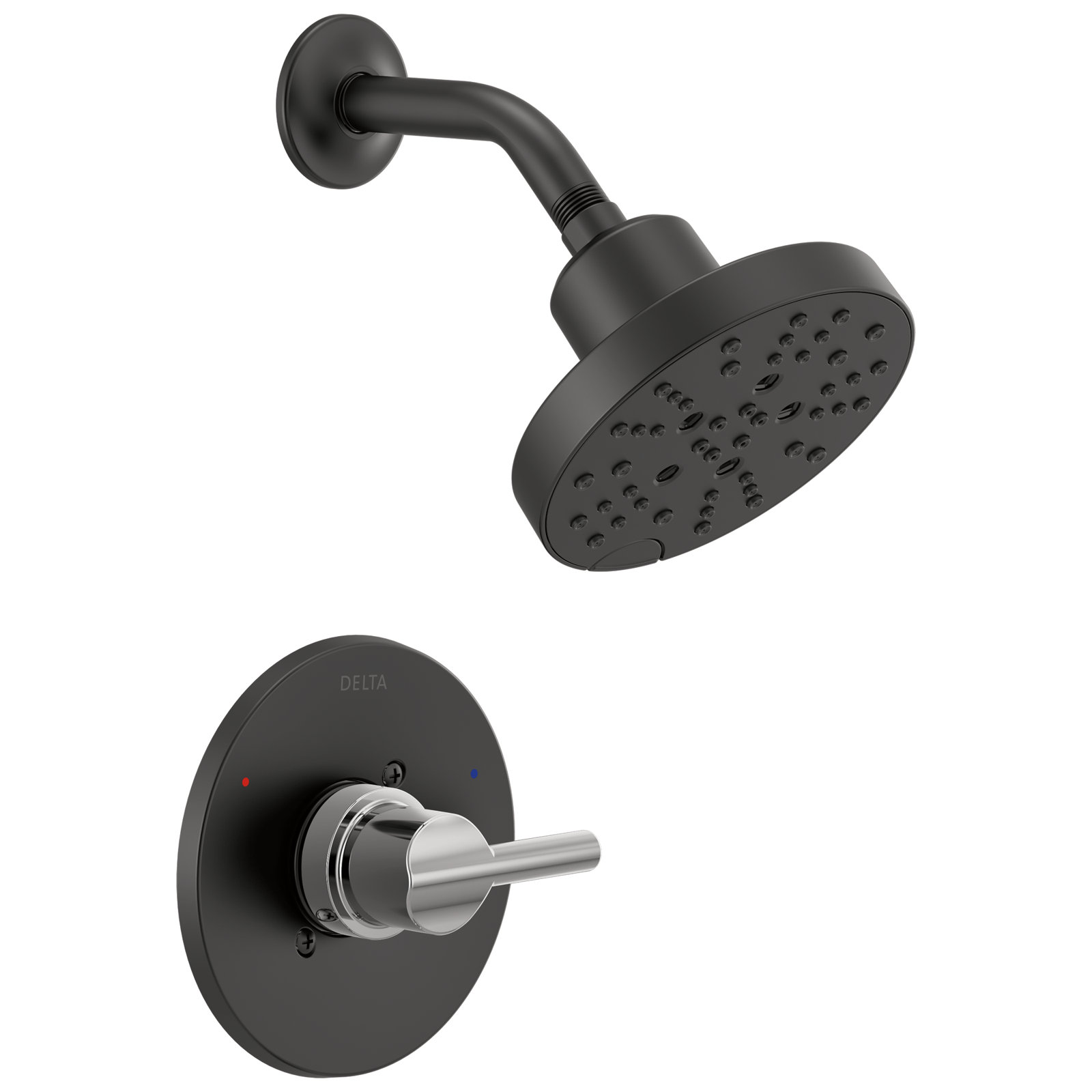 Nicoli Single-Function Shower Faucet Set, Black/Chrome