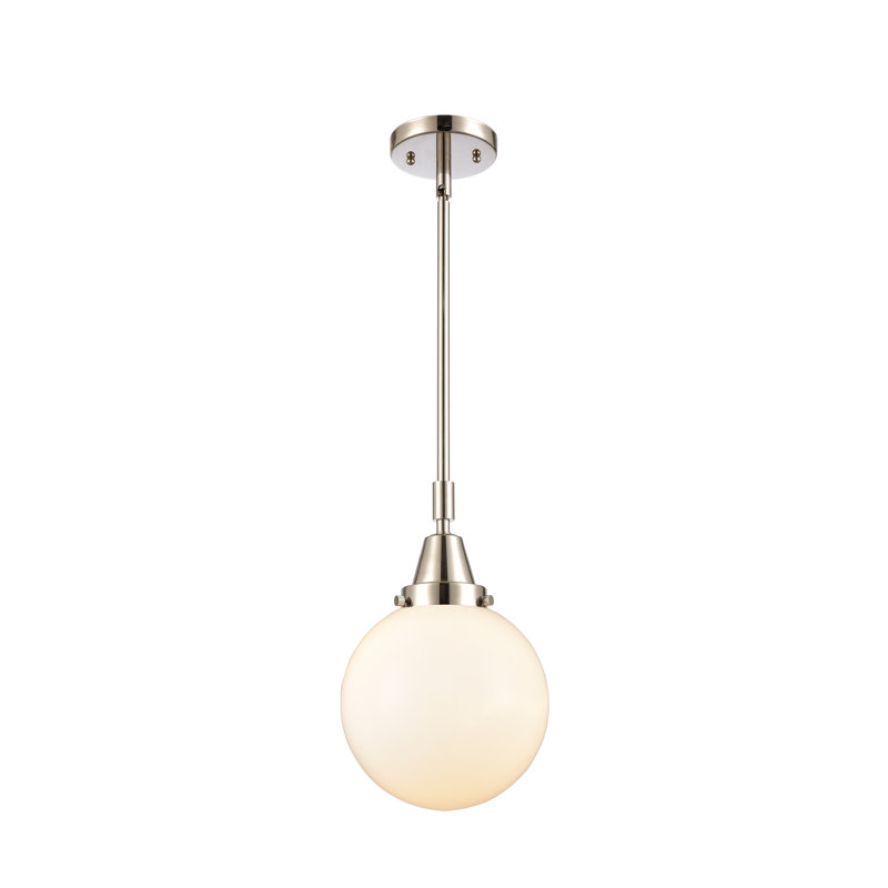 Lorri 1 - Light Single Pendant, Matte White, Polished Nickel, 45.62" H x 8" W x 8" D