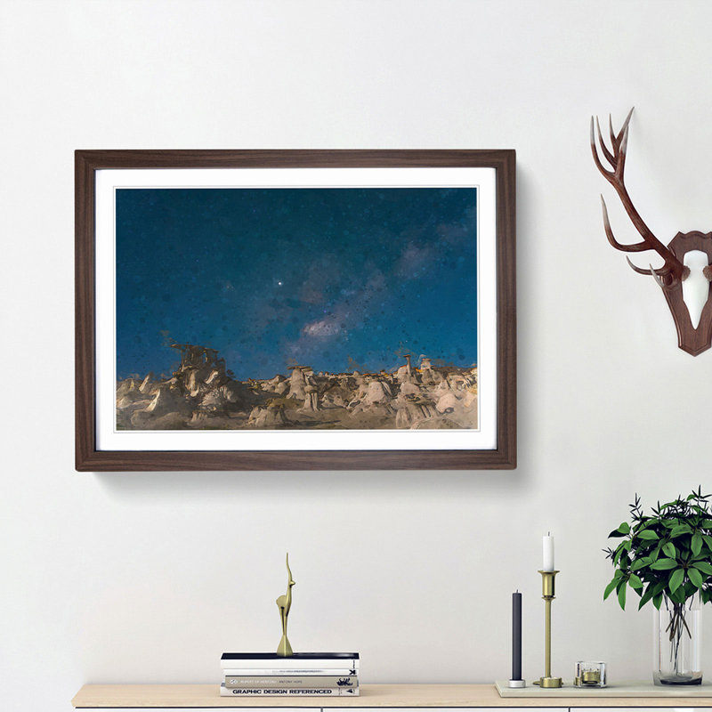 Stars over the Canyon - Picture Frame Graphic Art Print, 36cm H x 48cm W x 2cm D, Walnut Framed