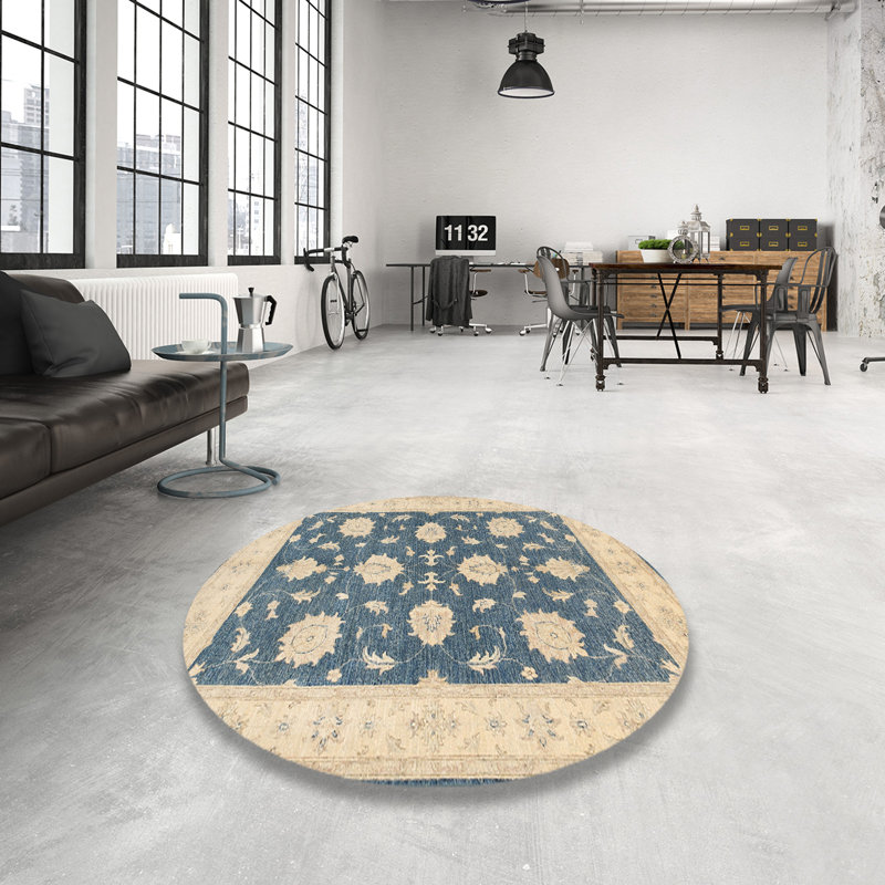 Tapis décoratif bleu oriental Eggers, Rond 6 pi