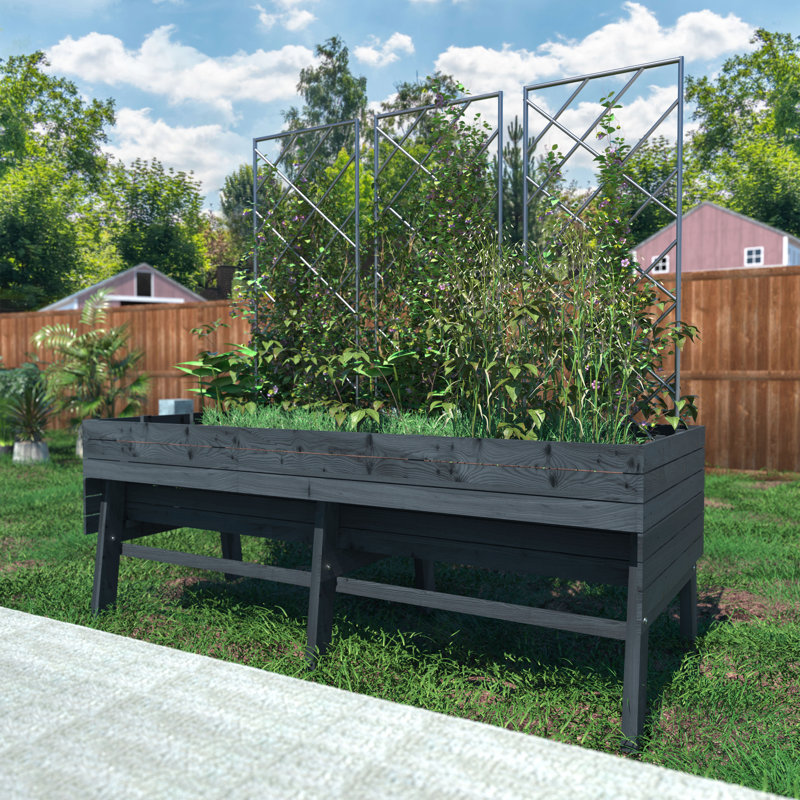 Eckmark Oversized Wood Outdoor Raised Garden Bed, Gray