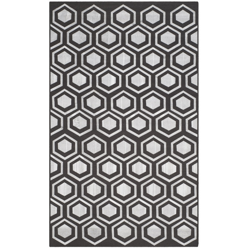Lars Geometric Wool Hand Woven Area Rug, Rectangle 152 x 244 cm
