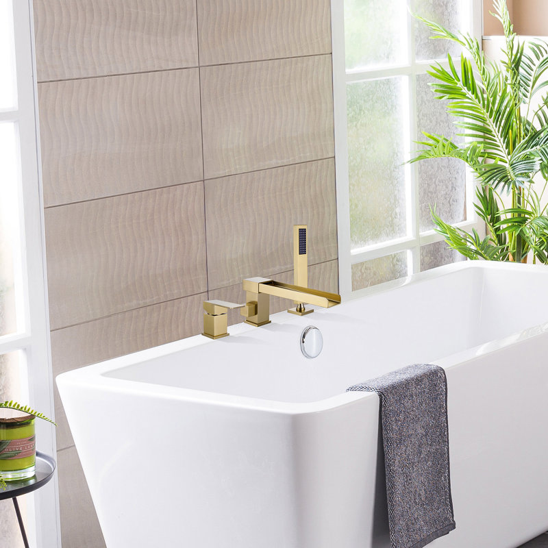 Robinet de baignoire romaine monocommande à fixation sur le comptoir avec douche à main