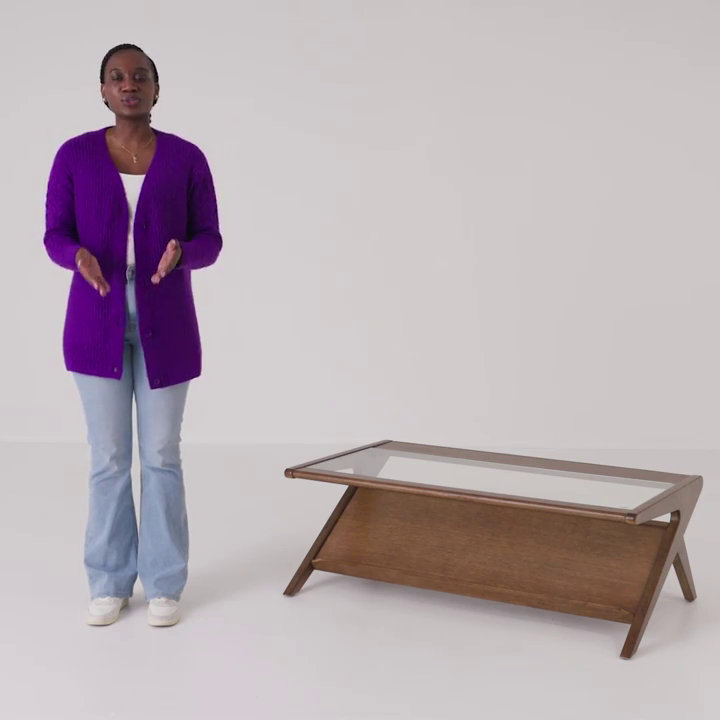 Desi Wood & Tempered Glass Coffee Table