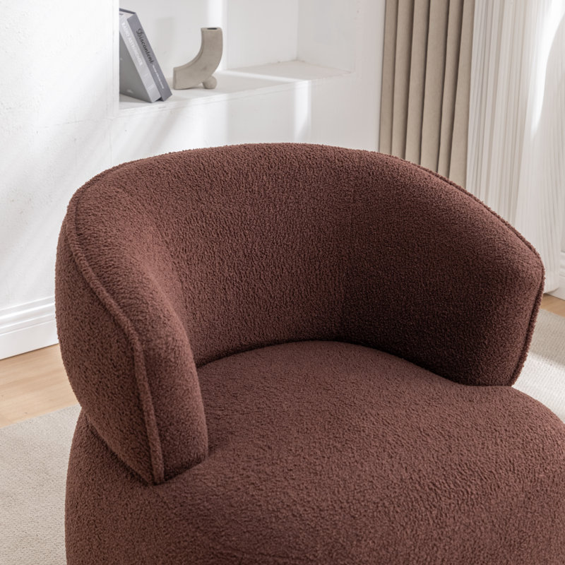 Olevide Swivel Barrel Chair, Brown Teddy