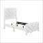 Lit simple à panneau en bois avec finition blanche à motif en V - Mobilier de chambre à coucher compact livré dans une boîte