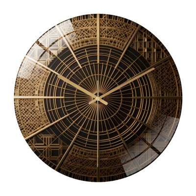12" Round Tempered Glass Wall Clock with Silent Quartz Movement