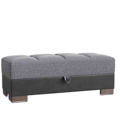Primenest Zenaero Collection Upholste Convertible Wood Trimmed Ottoman With Storage, -PU Polyester