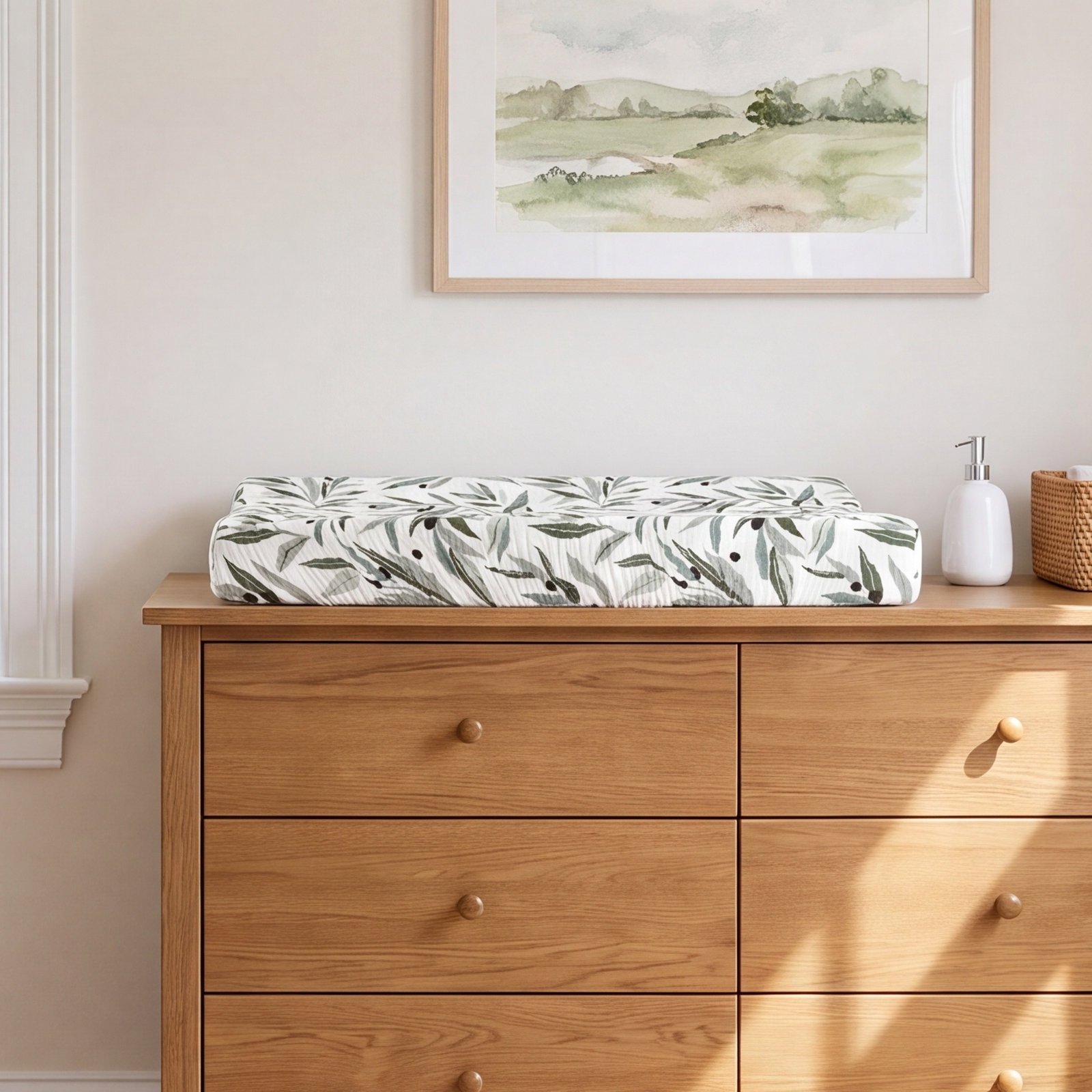 Olive Branches Changing Pad Cover