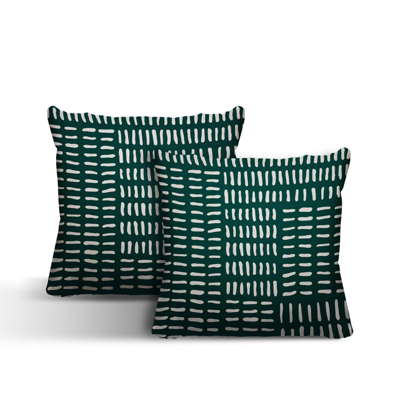 Outdoor Reversible Throw Pillow, 17W" x 17H", Emerald