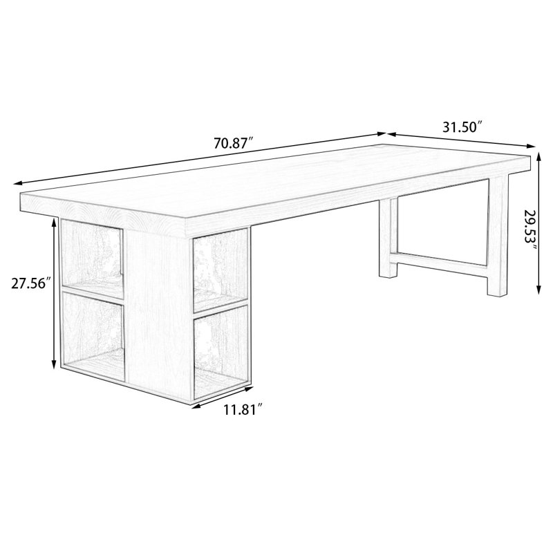 Walnut Rectangular Solid Wood desks, 29.53" H x 70.87" W x 31.5" D