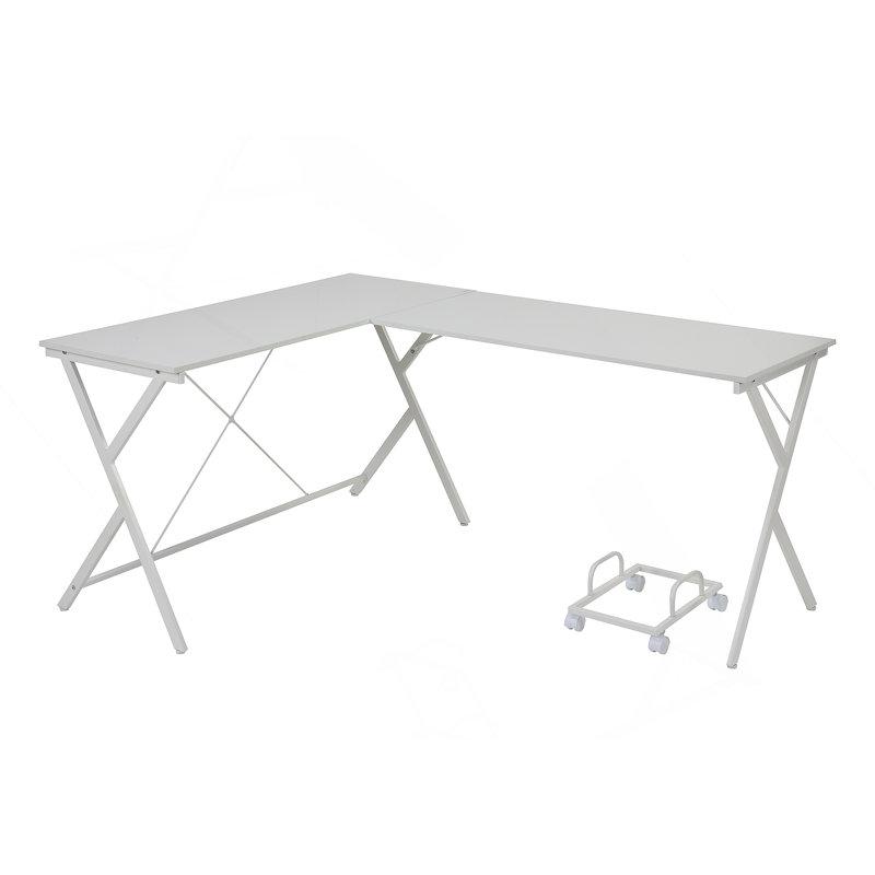 Bureau d'ordinateur au fini blanc, Blanc