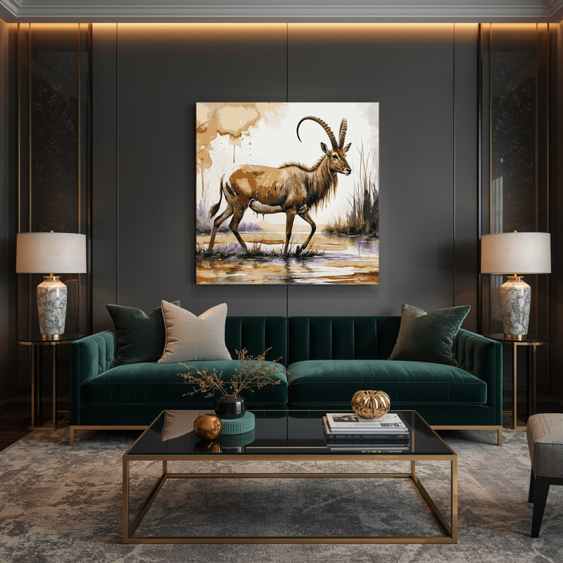 Faune, art mural sur toile beige Sitatunga, H 16 po x l 16 po