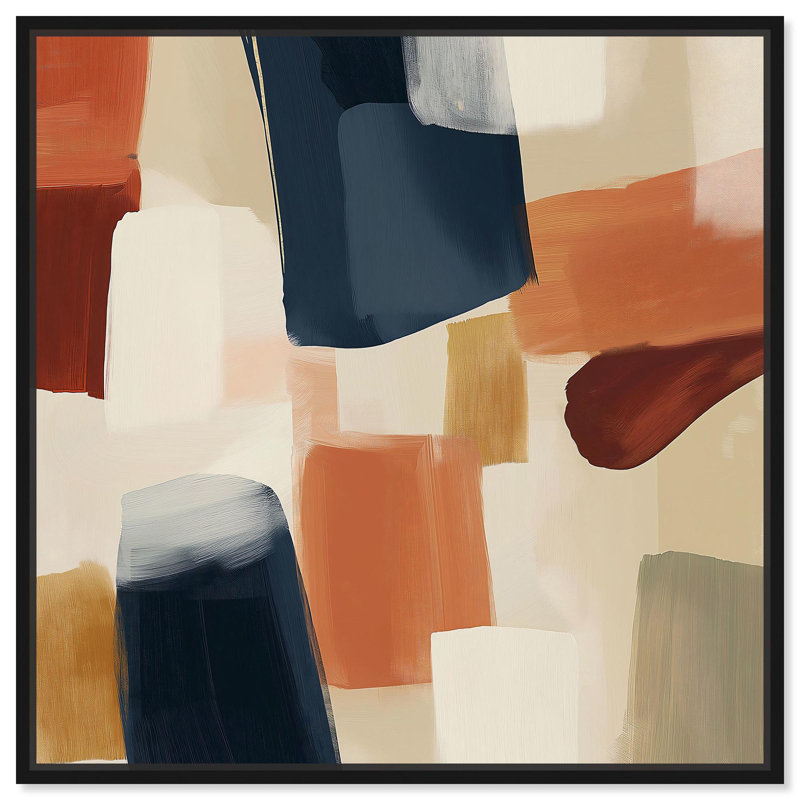 «Sienna Shift Canvas Boho», art abstrait par Art Remedy, H 21 po x l 21 po, Cadre flottant noir