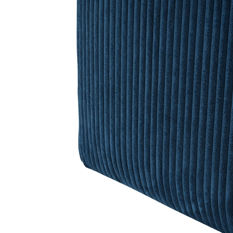 Upholstered Square Footstool, Navy Blue Corduroy