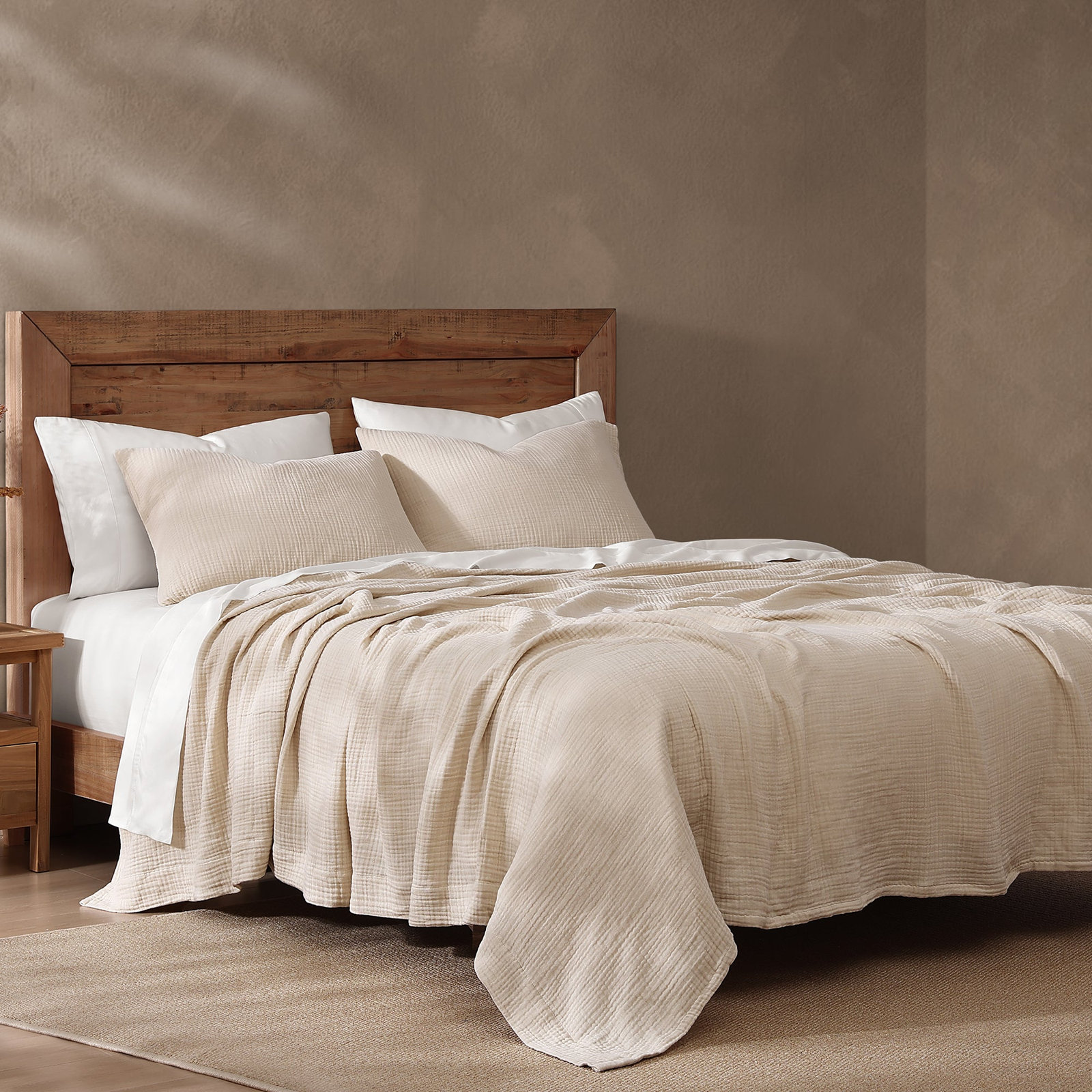Cotton Voile Throw Blanket, Queen, Sable