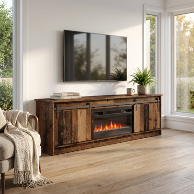 Grigsby 78.7" Modern TV Stand with Electric Fireplace, Matte Finish, Media Storage
