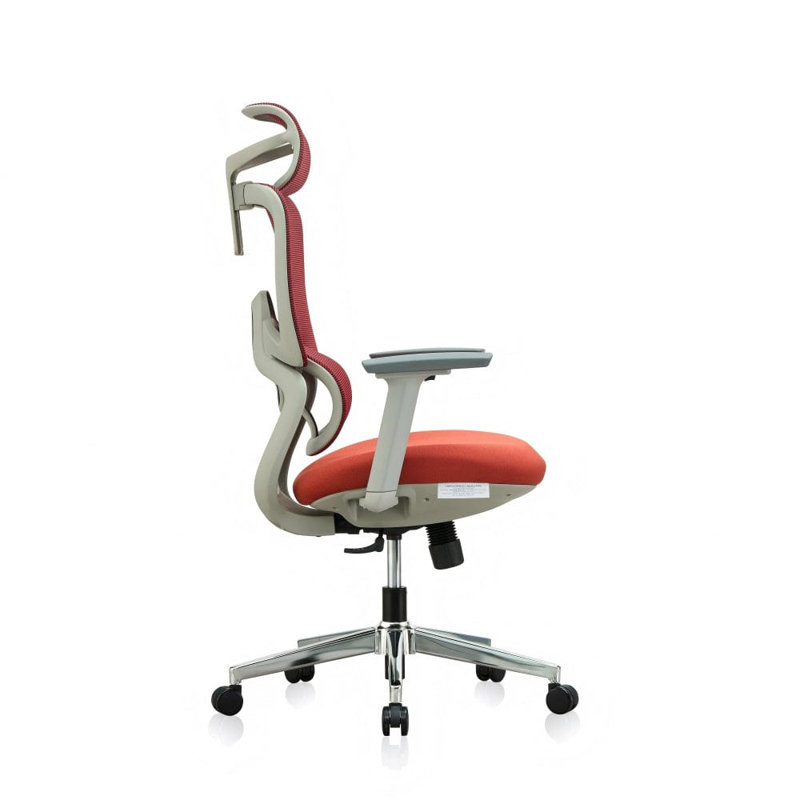 Polyester Office Chair with Headrest, Red