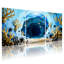 Tunnel sous-marin avec corail doré et vie marine, ensemble de 3 impressions sur toile-20599499