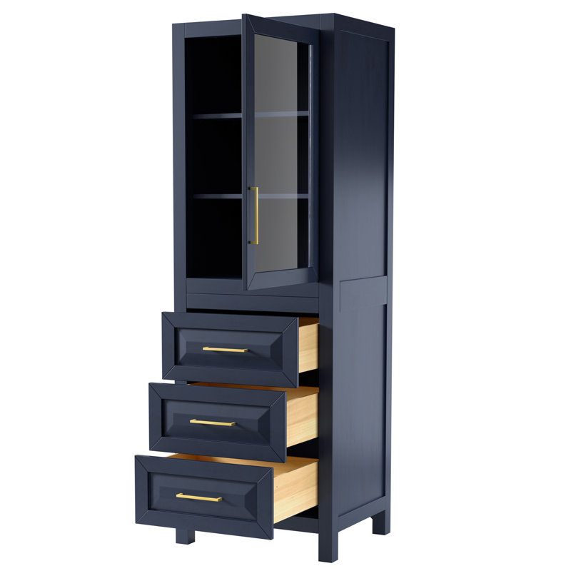 Daria Linen Cabinet, Dark Blue/Gold
