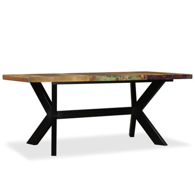 Micheal Solid Wood Top Metal Base Dining Table