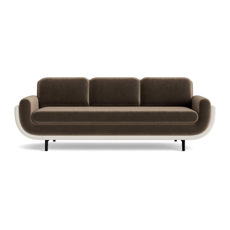 Regatta 90 Sofa, Performance Velvet-Otter/Greenwich Leather-Cream, Black