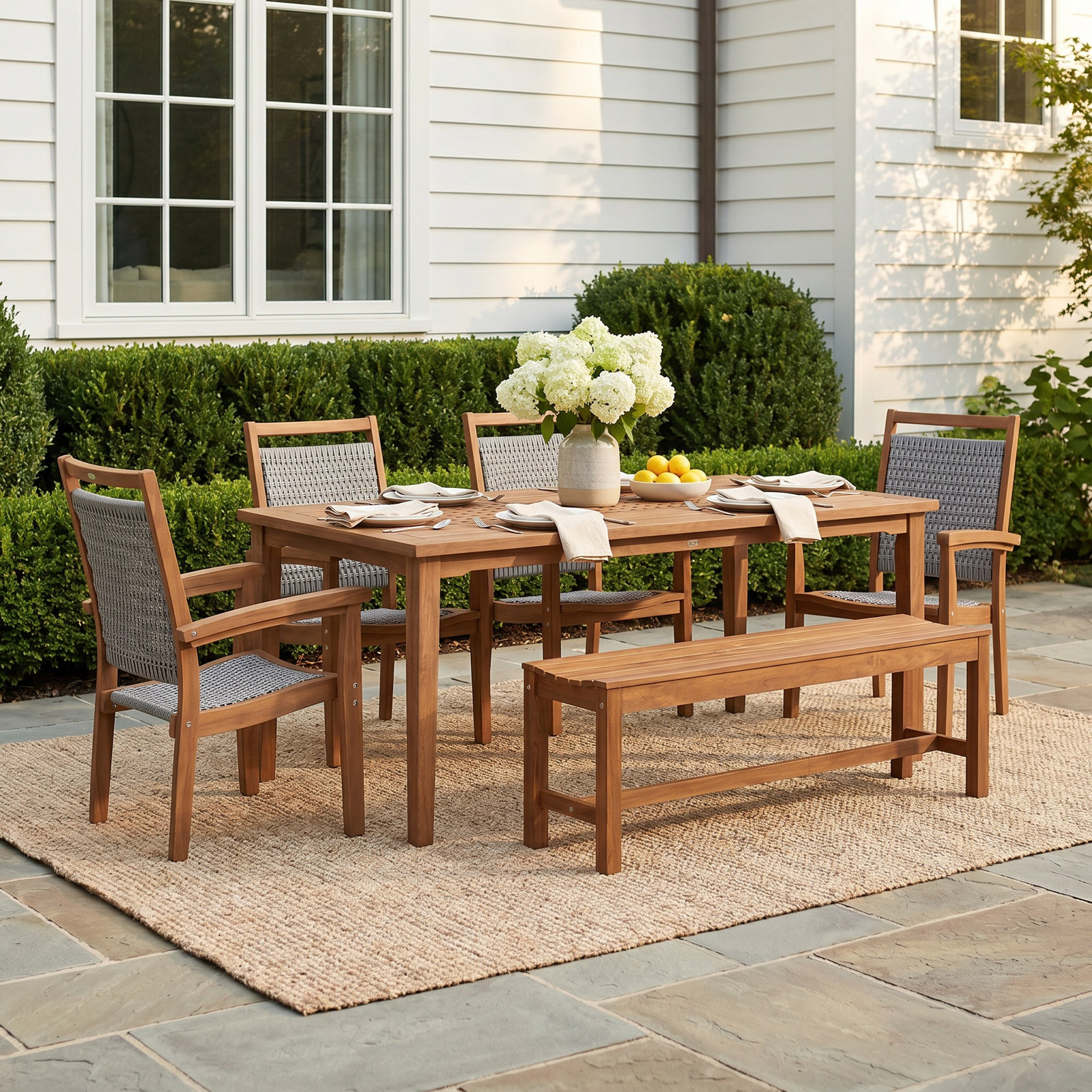 Fleur 76" Eucalyptus Patio Dining Set