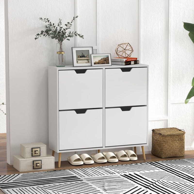 Armoire à chaussures avec 4 tiroirs rabattables et tablettes réglables