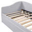 Lit de jour simple tapissier en L rembourré en forme de L avec lit gigogne, gris